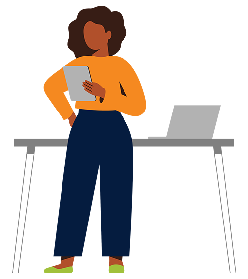 illustration of a woman reviewing reports